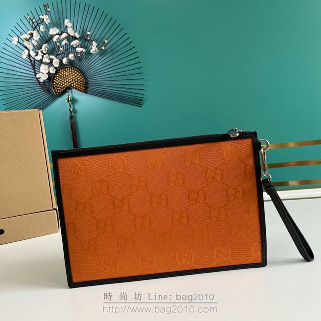 Gucci古馳包包 G家新款手包 625598 古奇橙布/克皮男士手拿包 gdj1403